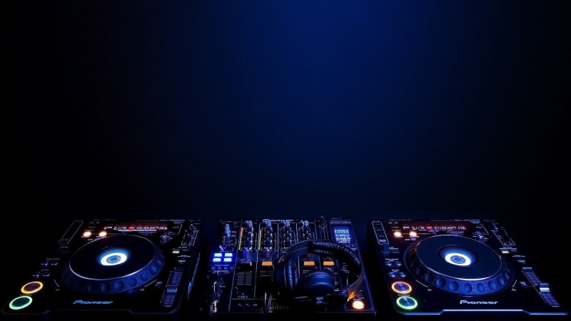 technology, headphones, sound mixers, 1080P, music, minimalism, blue background