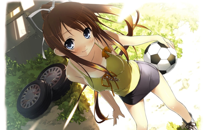 the ball, Kawai, anime, Chan, tyan, kawaii, sport, football, 1080P, I love it, fon, girl