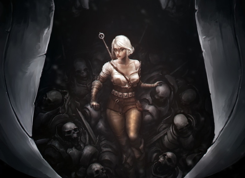 haired, Ciri, video games, fantasy girl, The Witcher, The Witcher 3: Wild Hunt, character, white, 1080P, digital, cartoon, Cirilla Fiona Elen Riannon