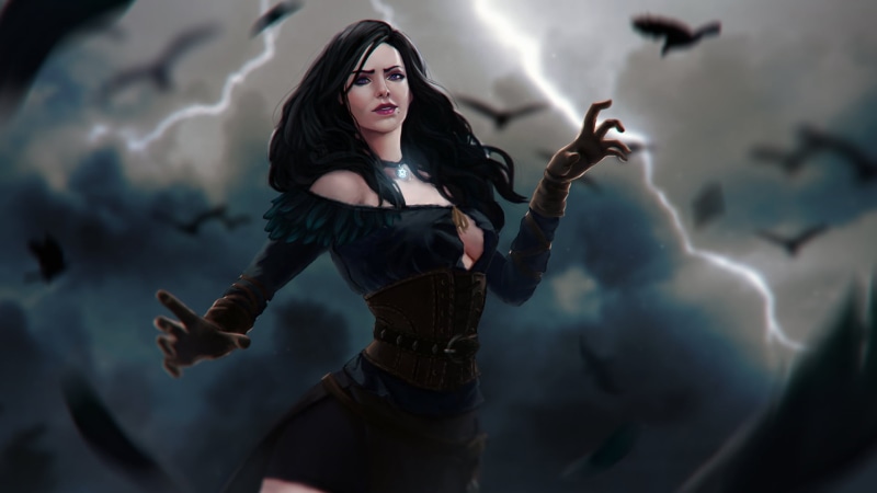 The Witcher, people, serious, indoors, hairstyle, protection, portrait, 1080P, beautiful woman, young women, brown, music, three quarter length, Yennefer of Vengerberg