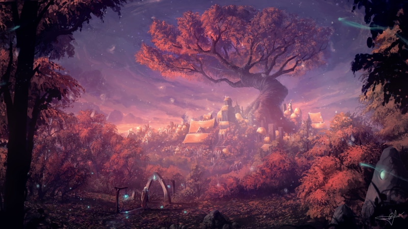 gate, forest, settlement, 2K, Fantasy Forest City