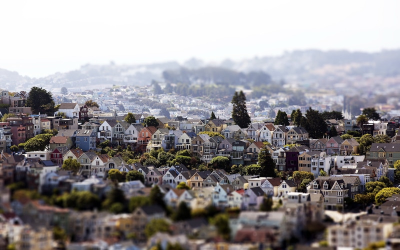 village, building, house, crowd, town, architecture, tilt, urban Skyline, europe, cityscape, roof, tilt shift, urban Scene, selective focus, outdoors, tilt-shift