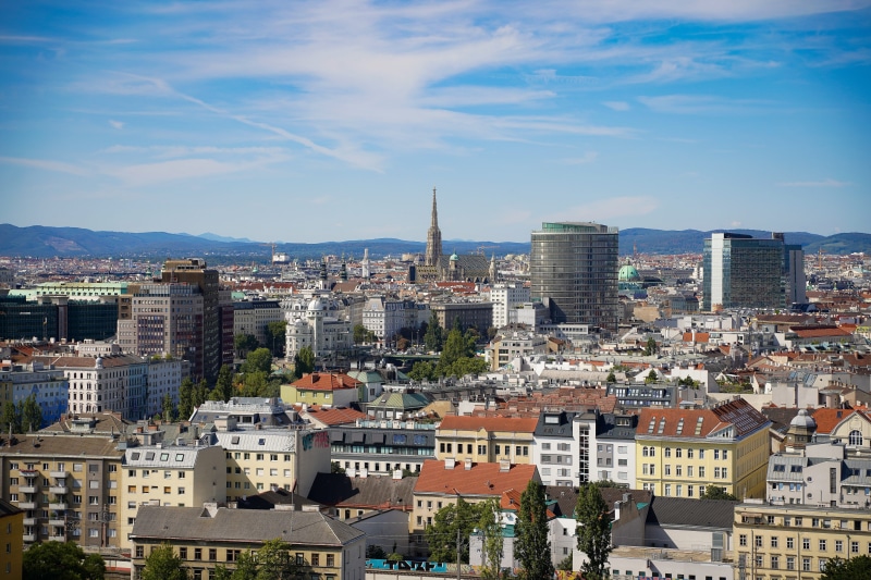 travel destinations, financial district, vienna, residential district, cityscape, panorama, aerial view, 5K, city trip, city, historic center, built structure