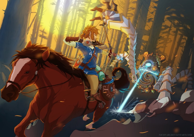 The Legend of Zelda, amusement park, motion, carousel, cartoon, art and craft, Link, horse, representation, real people, lifestyles, low angle view, amusement park ride