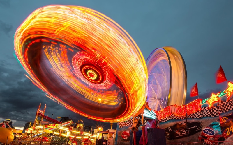 night, cloud - sky, orange color, lights, real people, carousel, women, festival, long exposure, 720P, speed, leisure activity, nature, exposure, theme parks