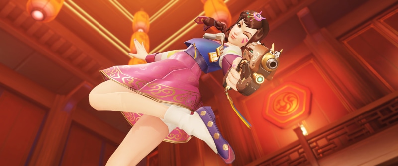 fashion, clothing, D.Va (Overwatch), indoors, 8K, one person, lighting equipment, architecture, low angle view, adult, young adult, performance, Overwatch