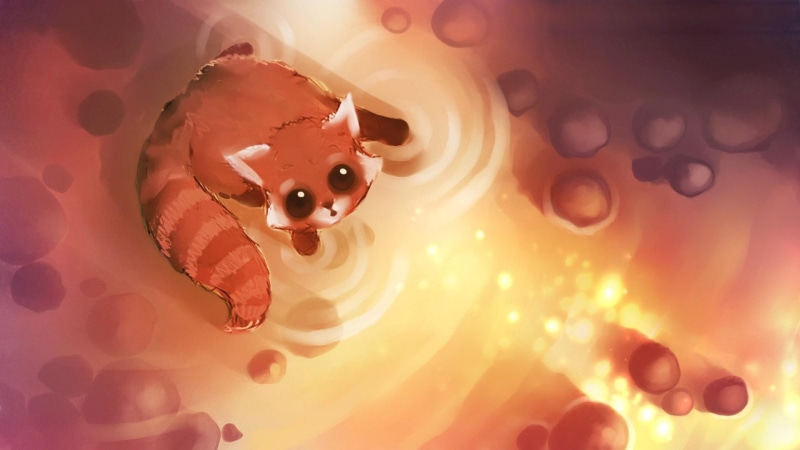 red panda, fox, character, cartoon, red, panda, curious, 1920x1080, artistic, 1080P