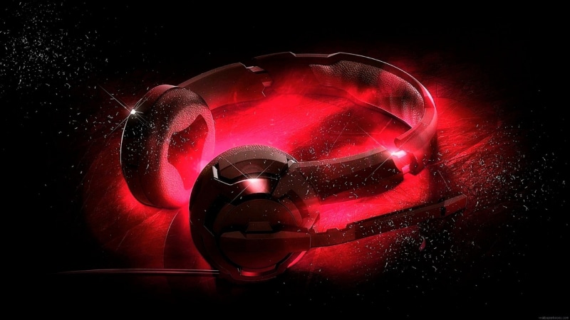 darkness, glowing, headphone, shine, 1080P, red, glow