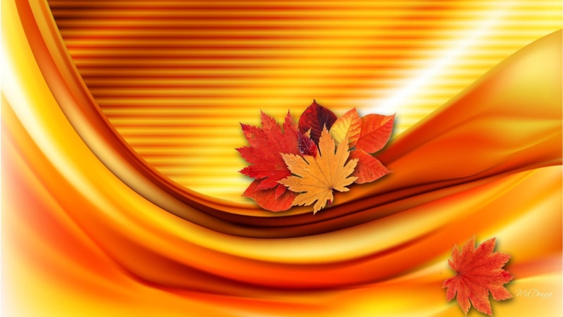 wave, bright, shine, 3d and abstract, 1080P, fall, gold, abstract, birch, orange, leaves, autumn, amber, glow, maple
