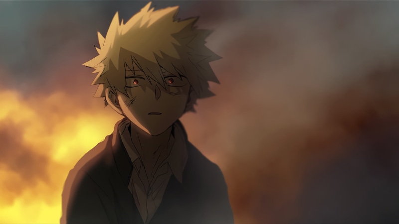 headshot, creativity, human representation, front view, paper, Anime, sky, 1080P, art and craft, sunset, Katsuki Bakugou, young adult, craft, human face