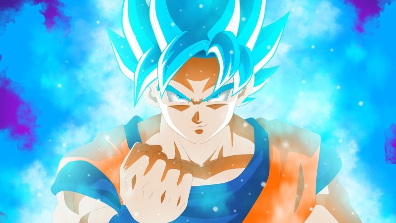 Dragon Ball Super, indoors, design, digital composite, illuminated, Super Saiyan Blue, representation, creativity, no people, shape, celebration, Super Saiyajin Blue