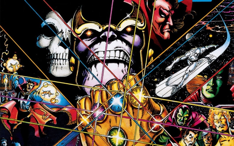The Infinity Gauntlet, retail display, indoors, variation, Ant-Man, Wanda Maximoff, multi colored, Vision (Marvel Comics), still life, large group of objects