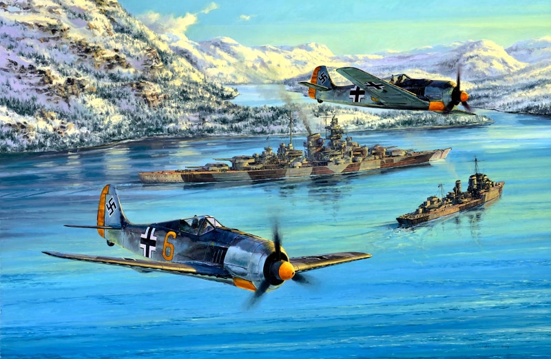 Destroyer, Fw.190, JG5 "Eismeer", Patrol, Germany, 2K, Battleship, " Tirpitz"