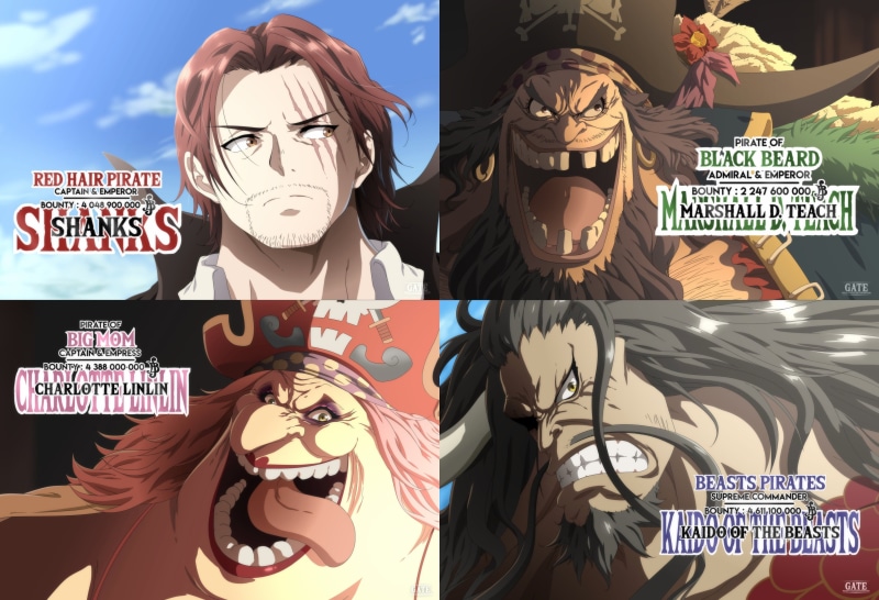 One Piece, Kaido (One Piece), Marshall D. Teach, 2K, Charlotte Linlin, Shanks (One Piece)