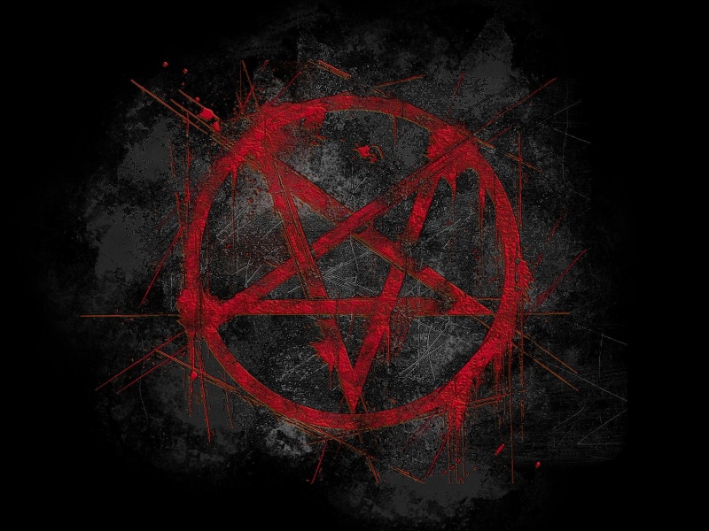 black, red, pentagram, 720P