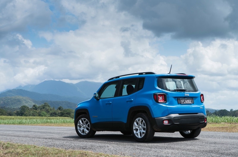 nature, non-urban scene, no people, outdoors, jeep renegade longitude 4k computer, day, sky, car, small, retro styled, blue, mountain, mode of transportation