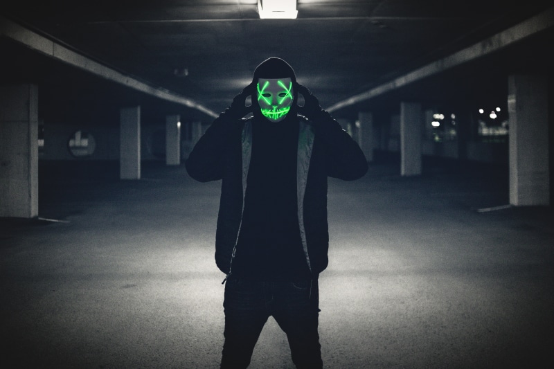 man, 5K, glow, hood, anonymous, mask
