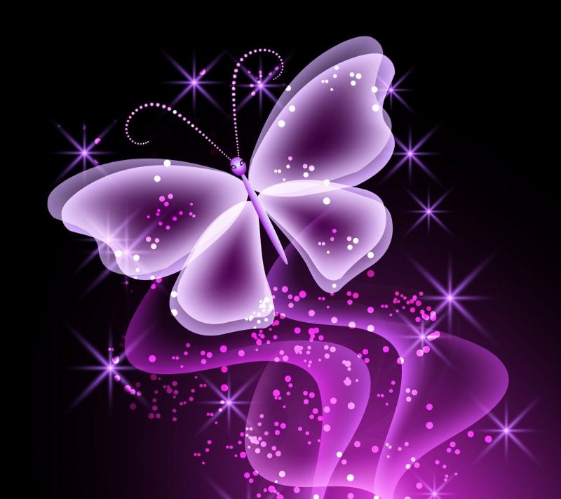 decoration, christmas ornament, science, butterfly, computer Graphic, space, night, blue, purple, ornate, bright, dark, red, glow, black background, curve