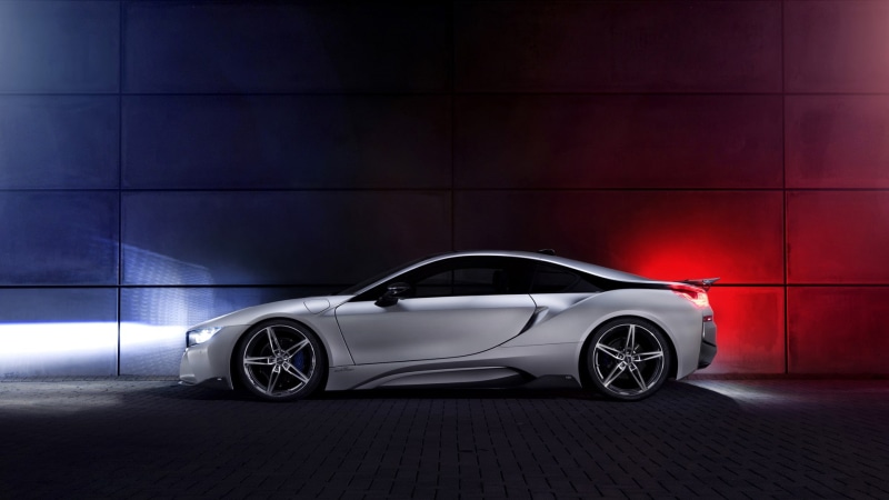 side view, chrome, wheel, sports car, BMW i8, AC Schnitzer, motion, luxury, speed, wealth, 1080P, car, shiny, transportation, mode of transportation, land vehicle