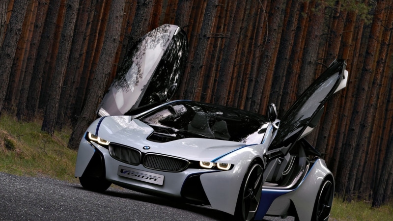 1080P, wall - building feature, car, stationary, tree, BMW, land vehicle, motor vehicle, nature, road, garage, trunk, tree trunk, retro styled, day, street