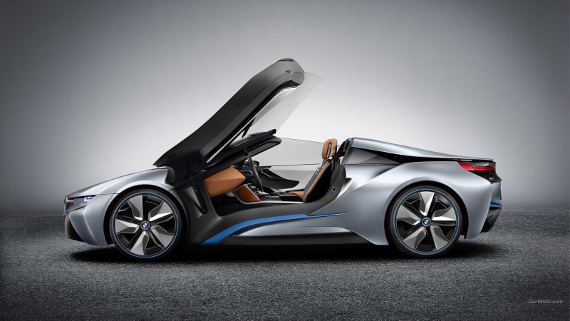 car, transportation, silver colored, vehicle, chrome, side view, studio shot, BMW i8, red, wheel, no people, land vehicle, sports car, shiny, BMW, modern