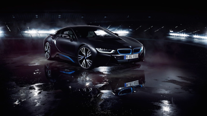 i8, German, Matte, coupe, Black, Car, Ligth, BMW, Water, 1080P, Front
