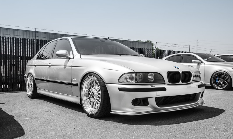 day, front View, speed, parking, silver Colored, new, metal, business, 5 series, tuning, retro styled, design, BMW, vintage car, sedan, chrome, outdoors