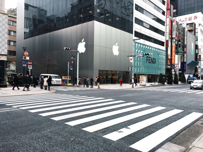 zebra crossing, sign, built structure, transportation, ginza, stoplight, street, building exterior, crosswalk, road marking, 4K, day, city street, light