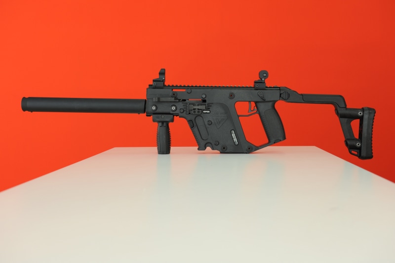 4K, violence, armed Forces, gun, communication, aggression, conflict, copy space, single object, red background, rifle, warning sign, army, studio shot