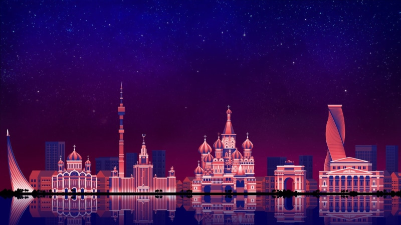 no people, city, star - space, built structure, building exterior, sky, Moscow, russian federation, cityscape, spirituality, waterfront, spire, place of worship