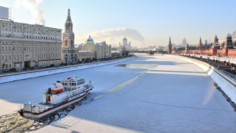mode of transportation, day, built structure, ice, cityscape, ship, nautical vessel, cathedral, nature, sky, smoke, winter, travel, tourism, Russia, passenger craft