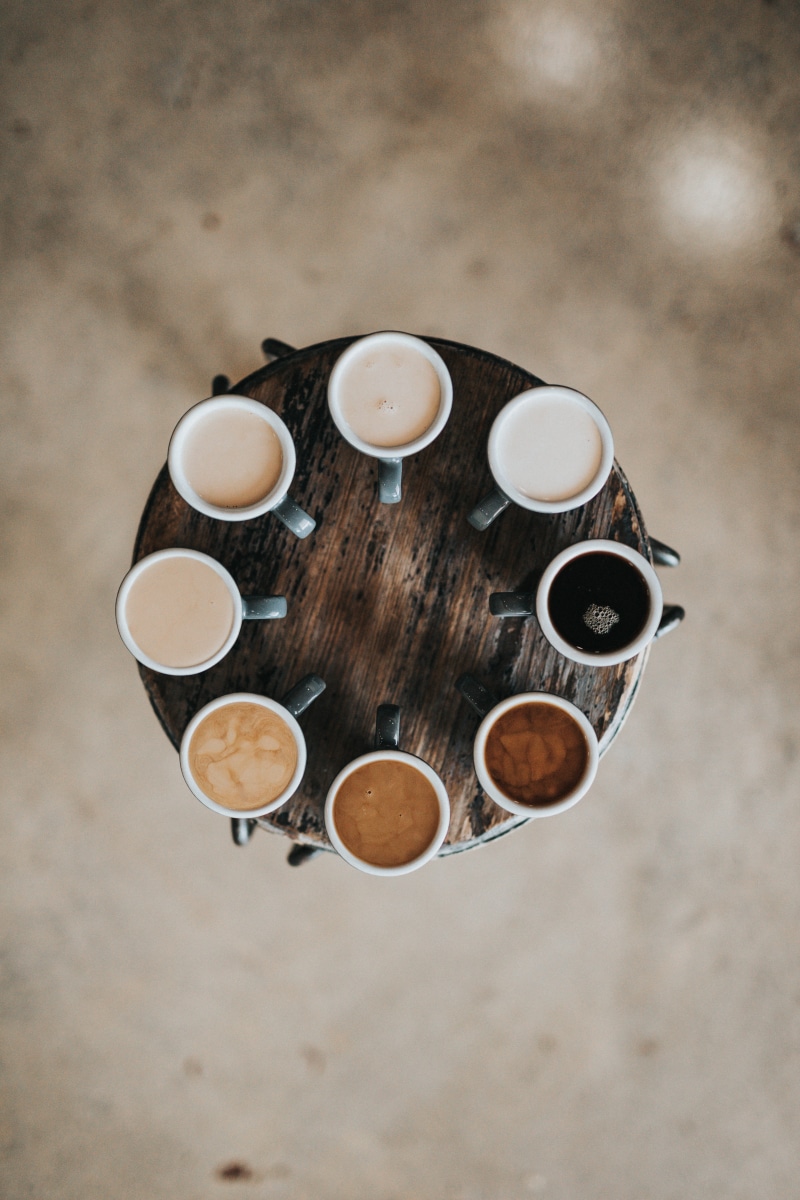 non-alcoholic beverage, wood - material, 5K, food and drink, old, drink, round, high angle view, mug, still life, lay, brown, focus on foreground, freshness