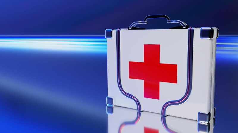 blue background, patriotism, blue, no people, exit sign, 3d, doctor on call, blender, symbol, accidents and disasters, red, close-up, flag, first aid, illuminated