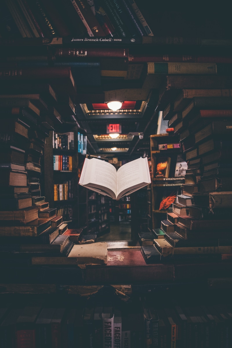 floating, student, page, elevate, no People, books, 5K, creative, open, retro Styled, indoor, textbook, old, library, circle, backgrounds, shelf, learning