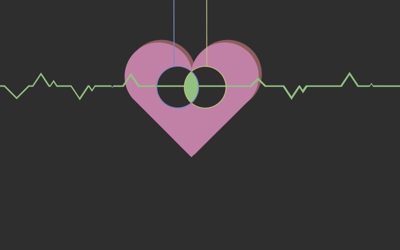 emotion, black background, indoors, digital art, computer icon, pulse trace, heart, simple background, heart shape, studio shot, shape, pink color, green color