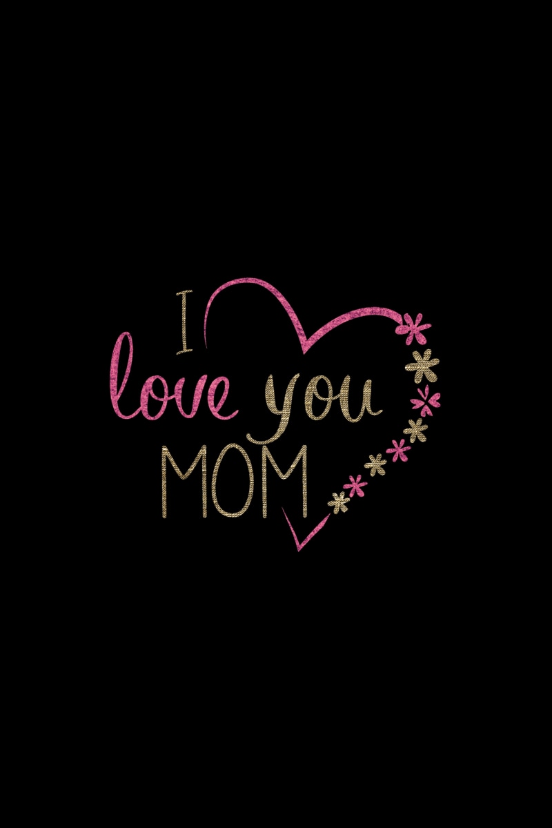 Dark background, 5K, Love heart, I Love You Mom, Pink, 4K