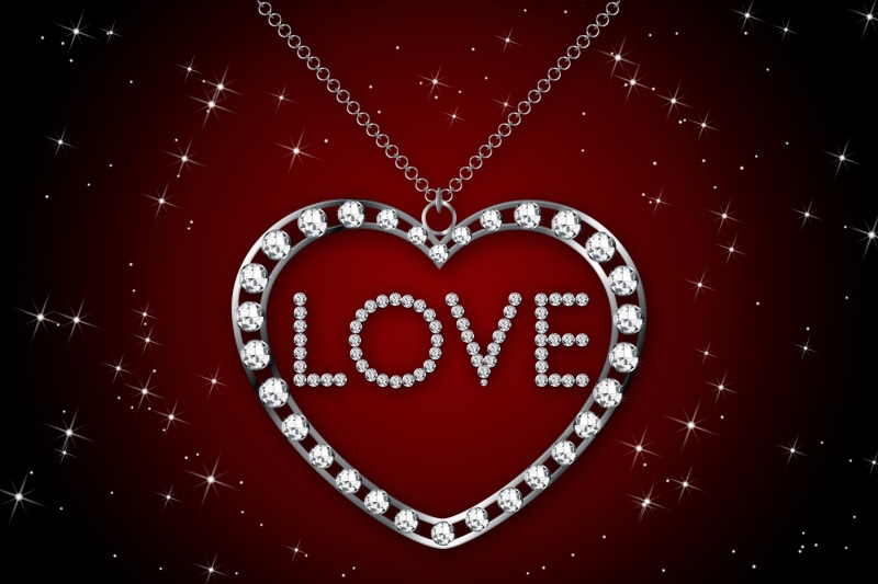 design by Marika, diamonds, brilliant, glamour, silver, heart, 2K, diamond, I love you, necklace, pendant, Love