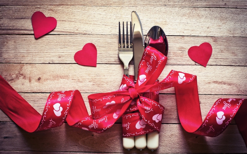 set, Ribbon, Love, Valentines, 2K, cutlery, Day, stainless, Hearts, steel