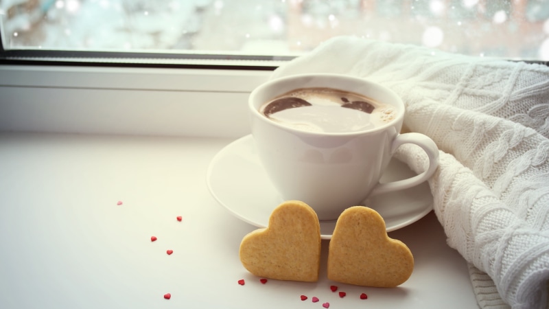 Coffee, Two, Hearts, Love, Cup, White, 4K