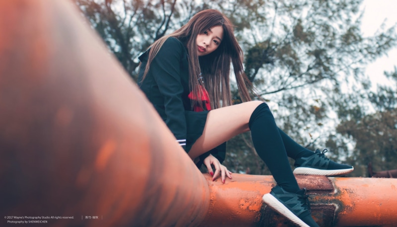 Asian, beautiful woman, schoolgirl uniform, day, selective focus, one person, lifestyles, brunette, teenager, women, hairstyle, three quarter length, adult