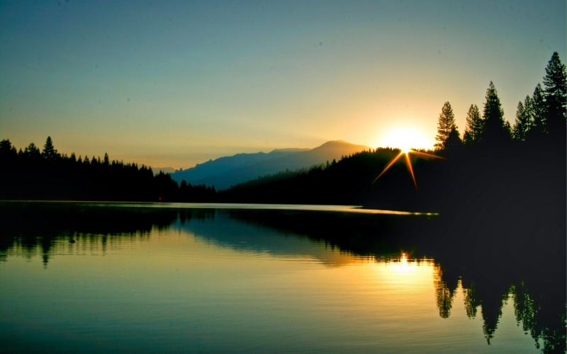sunset, sky, scenics - nature, nature, reflection lake, sun, tranquil scene, plant, 1080P, silhouette, tranquility, reflection, no people, tree, water