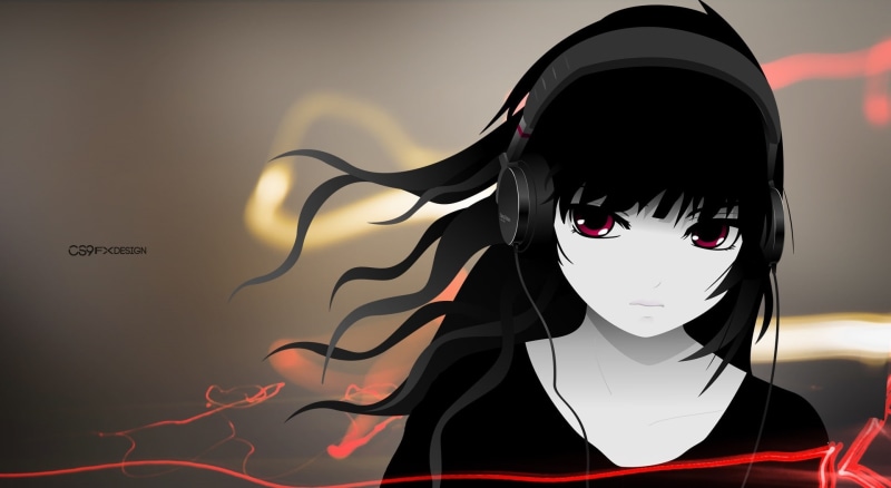 cs9 fx design, cs9, headshot, anime, obscured face, disguise, art and craft, leisure activity, wall - building feature, character, hd, representation, girl with headphone full hd - by cs9 fx design
