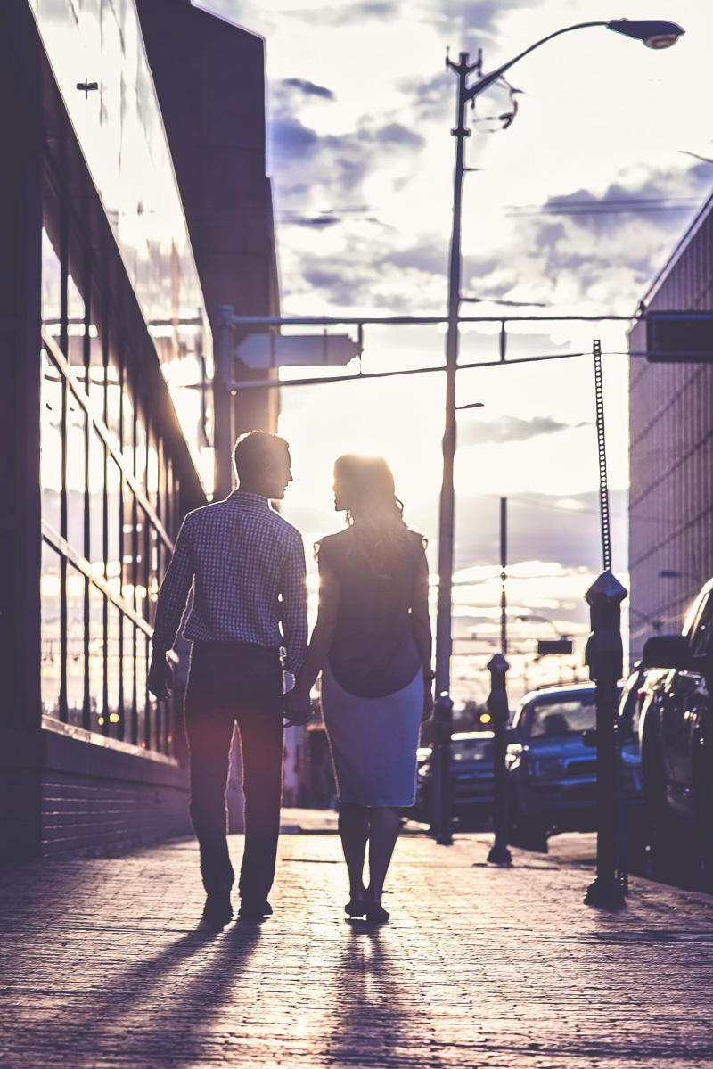 near, two, lifestyles, love, night, date, street, rear view, girlfriend, relationship, romance, Date Night, man, leisure activity, adult, young, transportation