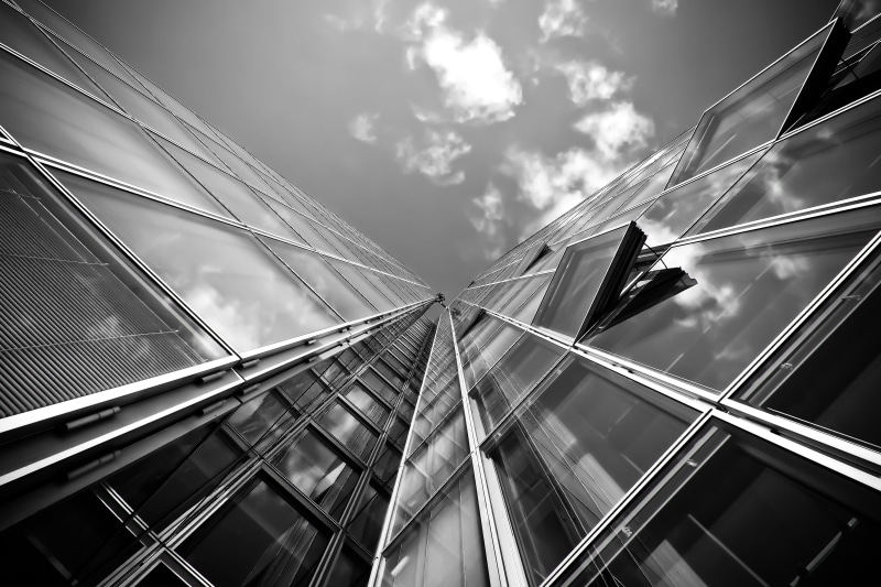 skyline, bridge - man made structure, glass - material, house facade, 4K, low angle view, alloy, glass, reflection, window, glazed, photograph, directly below