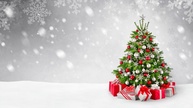 5K, Gifts, Presents, Decoration, 5K, Snowfall, Christmas tree