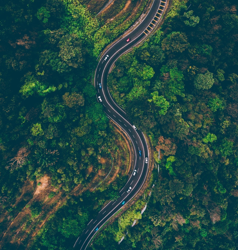non-urban scene, from above, curve, cars, plant, growth, land, no people, zag, photography, highway, zig, bend, 2K, winding road, transportation, aerial