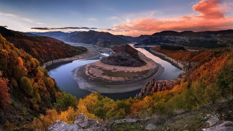 river bend, madzharovo, europe, rhodope mountains, eastern rhodope mountains, mountains, mountain, arda river bend, river, bulgaria, 1080P, arda river