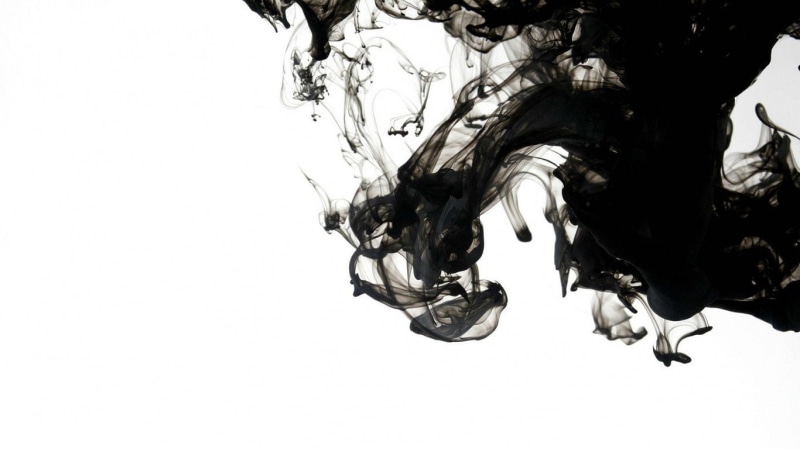 black color, creativity, cut out, splashing, white background, indoors, digital composite, sea, motion, flowing, nature, ink contrast water paint in water