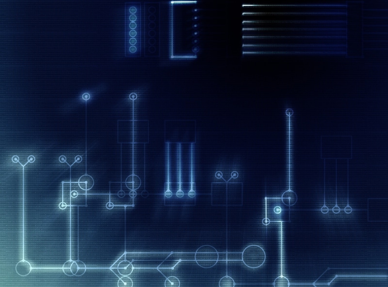 2K, futuristic, tech, blue, electrical equipment, healthcare and medicine, equipment, hi-tech, computer chip, vibrant color, pattern, pulse trace, computer