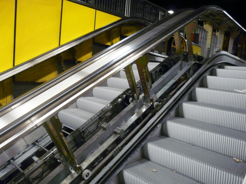 illuminated, no people, steel, roller platform, industry, transportation, steps and staircases, moving walkway, Escalator, built structure, treadmill, futuristic